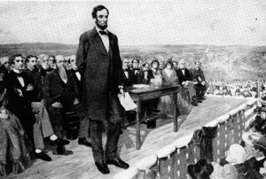 Lincoln Lecturing at Gettysburg - a hard act to follow!